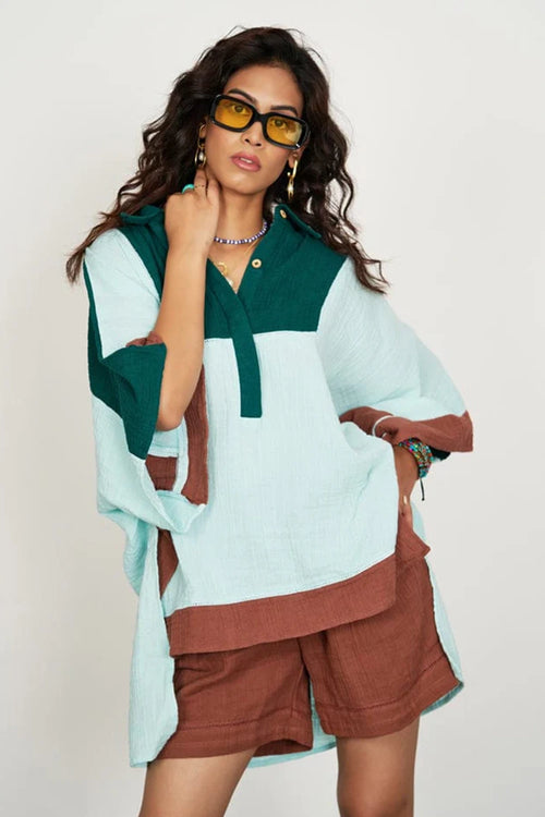 Haya Aqua Mini Kaftan Co-ord Shorts