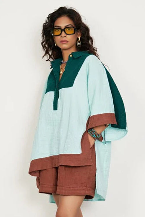 Haya Aqua Mini Kaftan Co-ord Shorts
