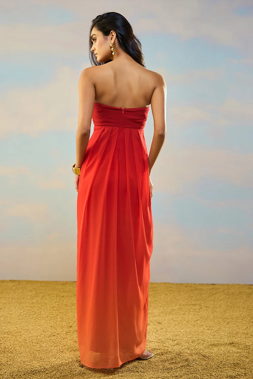 Off-Shoulder Ombre Draped Gown