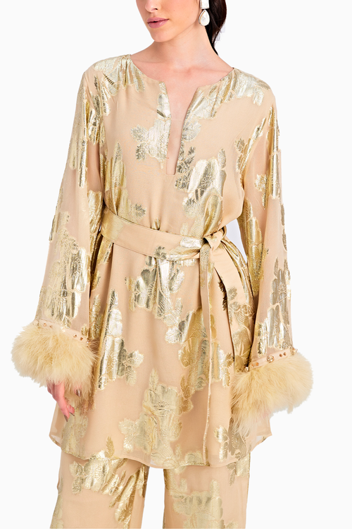 Lurex Beige Pant Set