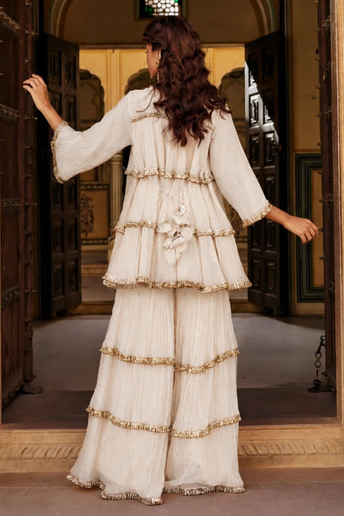 Ivory 4 Tier Peplum Sharara