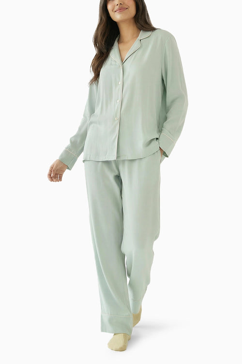 Celeste Blue Solid Pajama Set