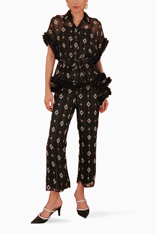 Mettalic Printed  Batwing Coord Set