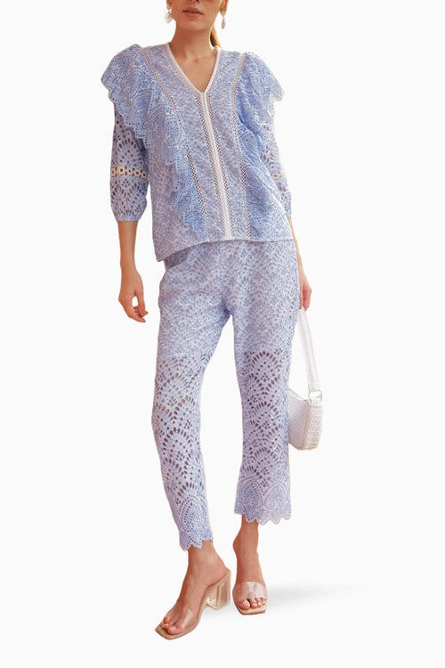 Pastel Hue Intricate Detailed Broderie Anglaise  Coord Set