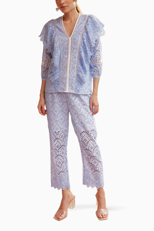 Pastel Hue Intricate Detailed Broderie Anglaise  Coord Set
