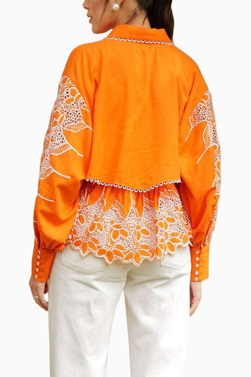 The Tangerine Broderie Scalloped Blouse