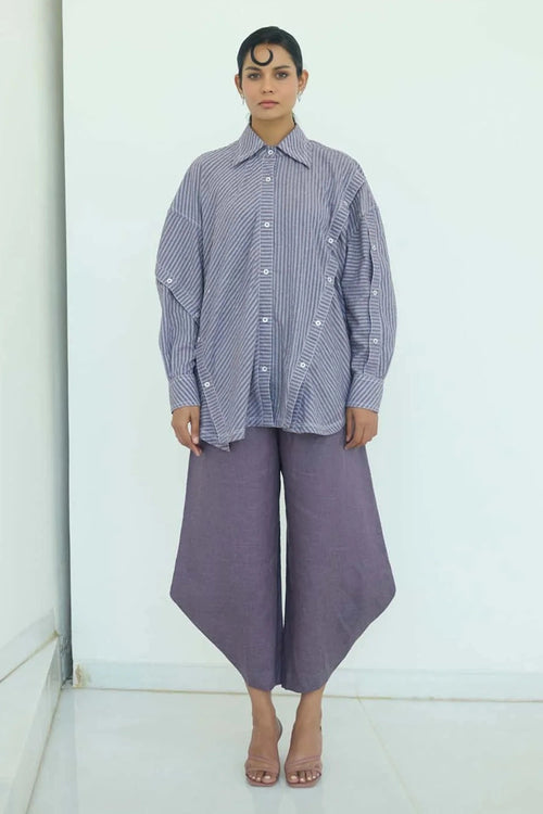Purple Lia Elasticated Cross Fall Pants
