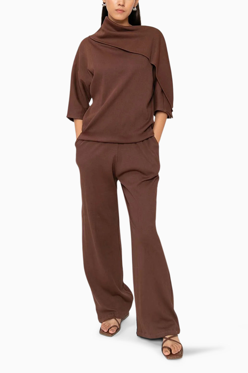 Hot Cocoa Brown Asymmetric Top - The Sverve