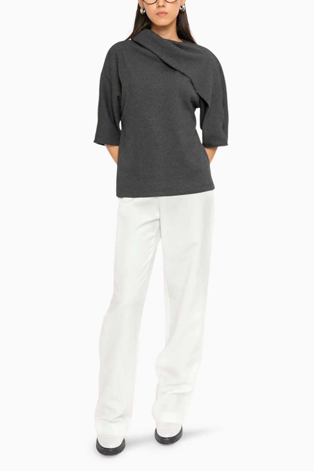 Hot Cocoa Grey Asymmetric Top - The Sverve
