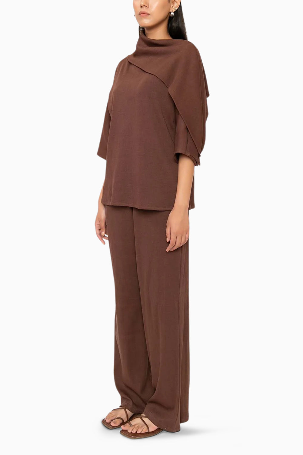 Hot Cocoa Brown Asymmetric Top - The Sverve