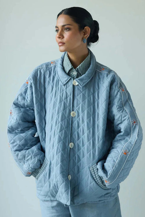 Blue Vita Sun Embroidered Jacket