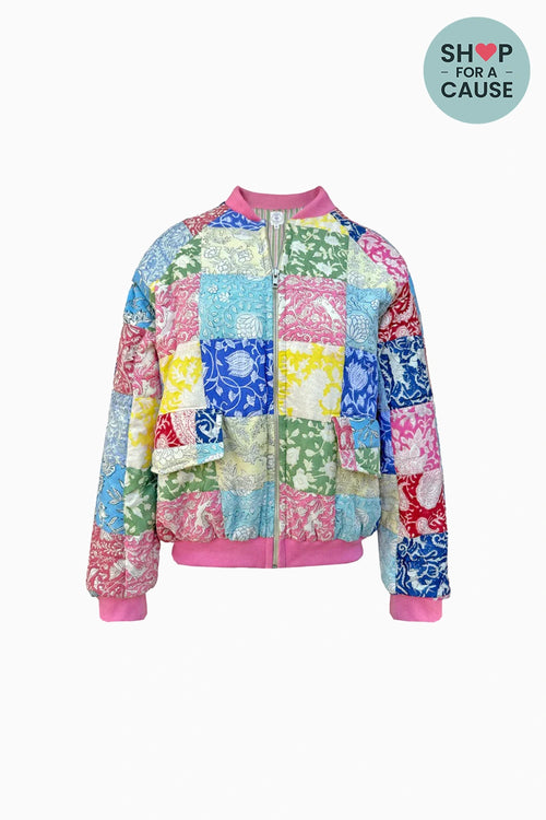 Multicolor Patchwork Bomber Jacket