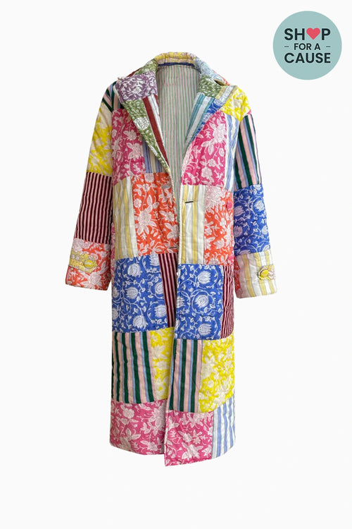 Multicolor Patchwork Quilted Overcoat