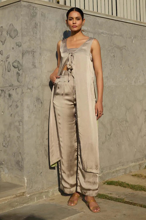 Silver Poppy Tie-Up Co-ord Set