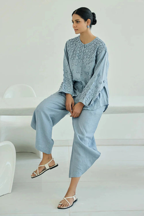 Blue Bianca French Knot Co-ord Set