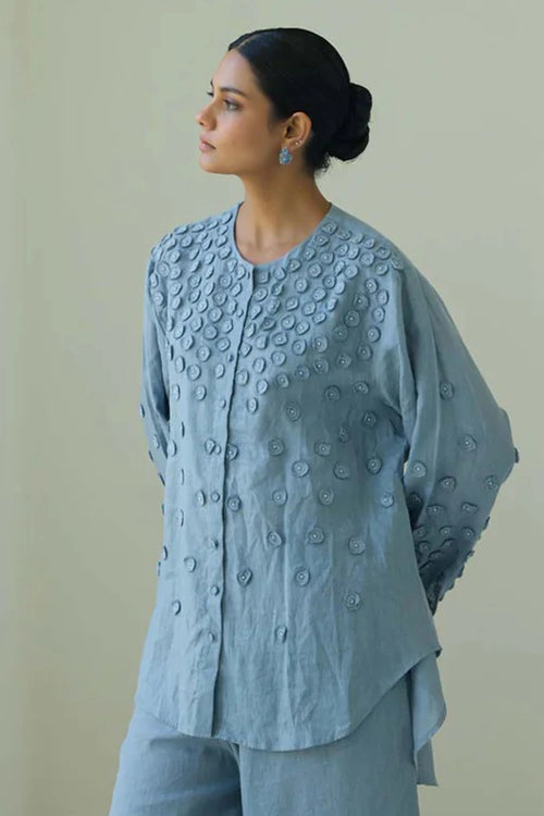 Blue Bianca French Knot Co-ord Set
