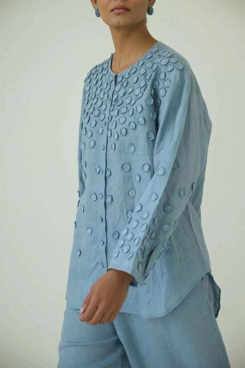 Blue Bianca French Knot Co-ord Set