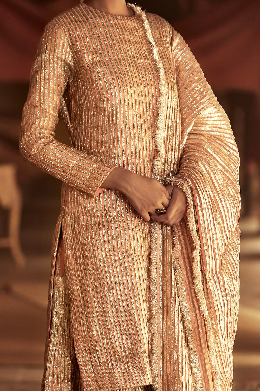 Peach Falak Garara Set