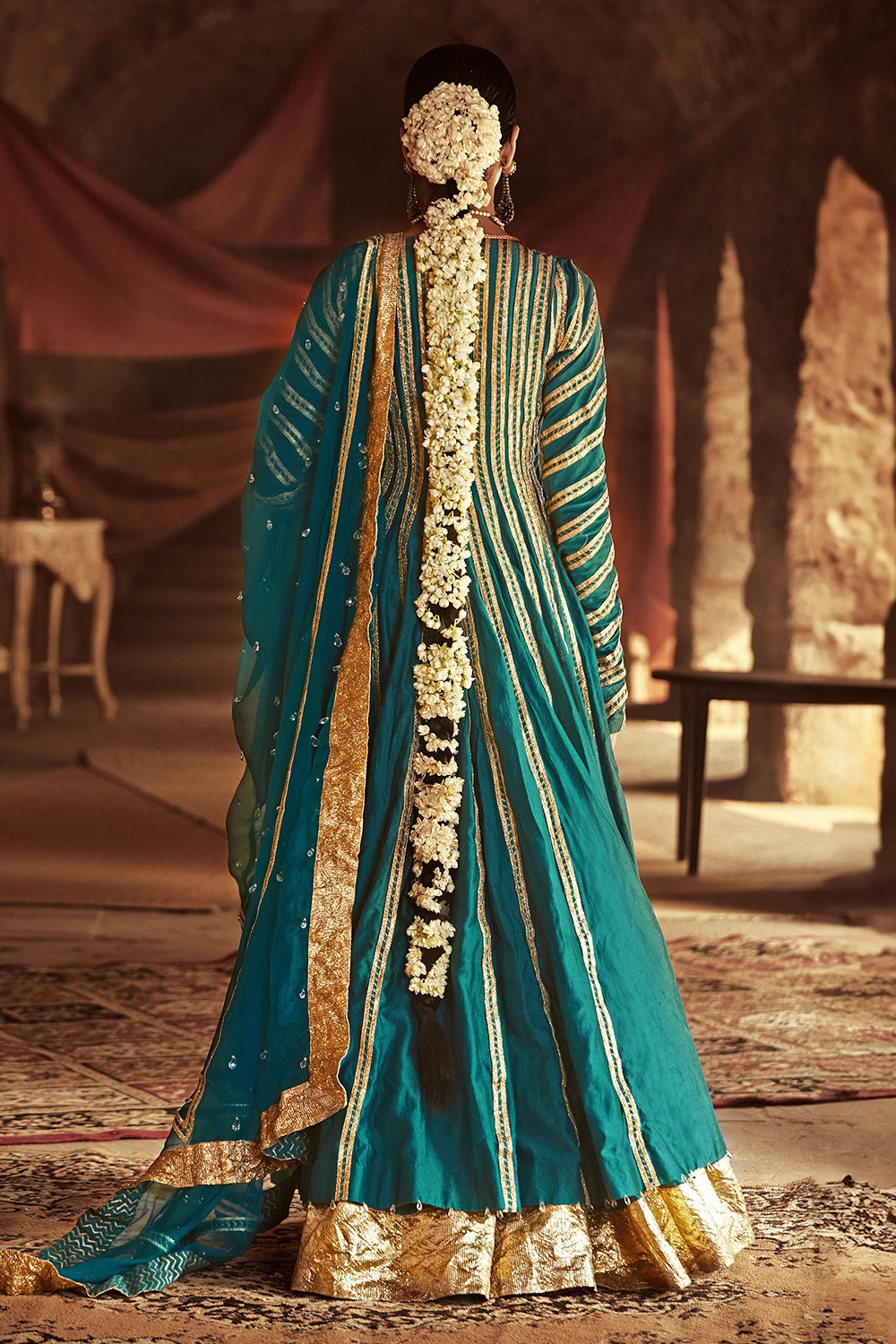 Emrald Green with Gold Malala Kalidaar Set