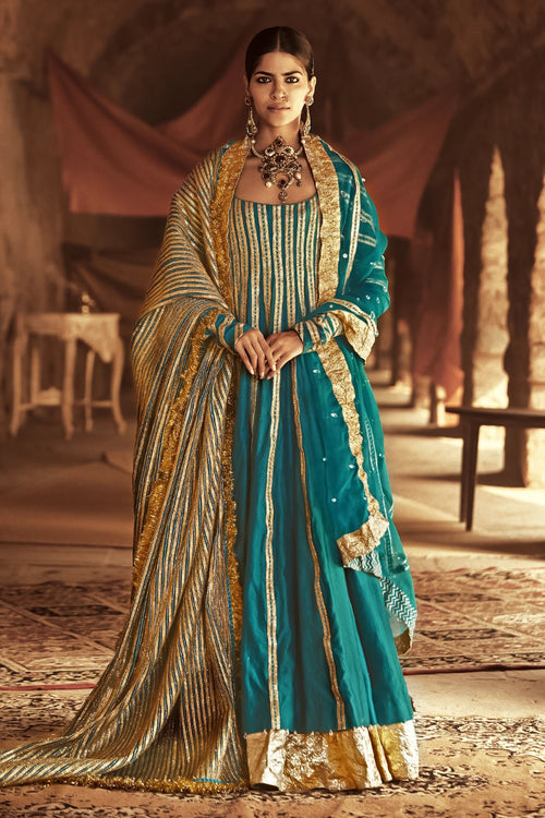 Emrald Green with Gold Malala Kalidaar Set A
