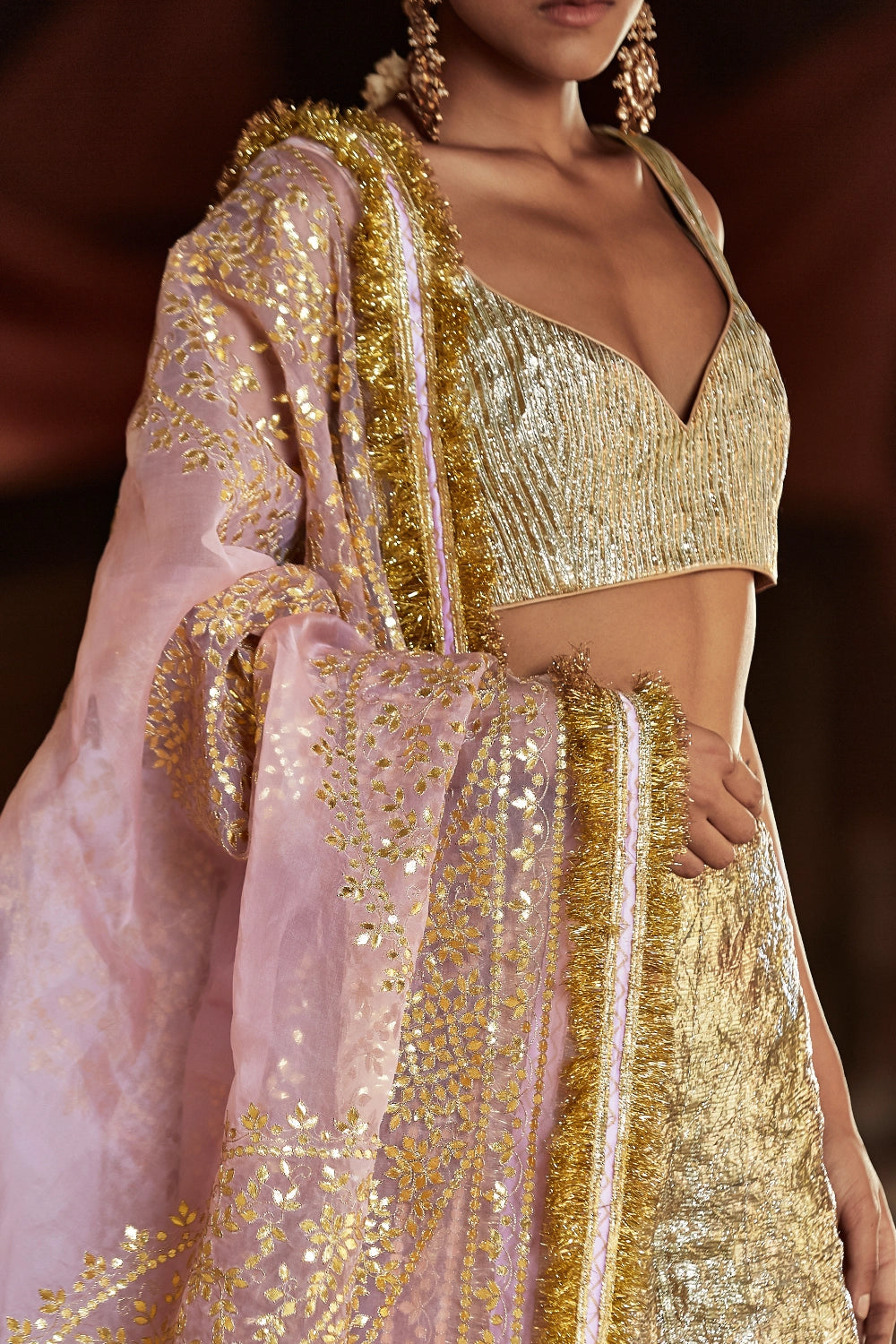 Gold and Light Pink Aariz Sharara Set