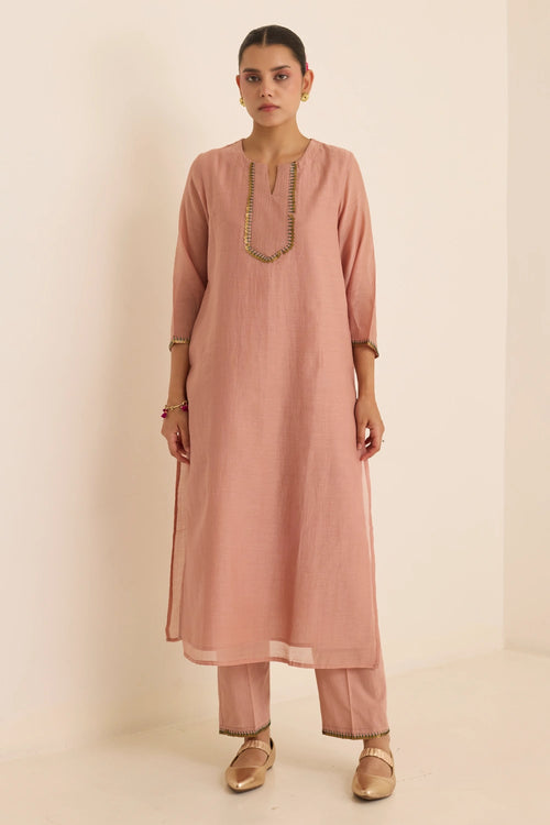 Sunlit Grace Salmon Anarkali Kurta Set