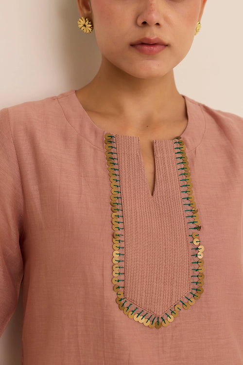 Sunlit Grace Salmon Anarkali Kurta Set