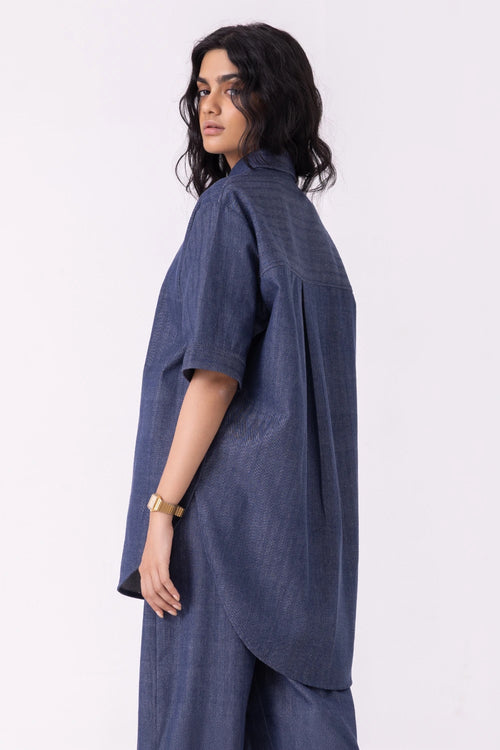 Ava Blue Handwoven Denim Shirt