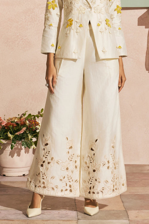 Cutwork Flared Pants