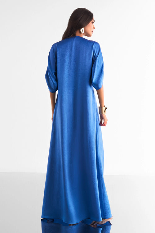 Zip Neck Satin Maxi