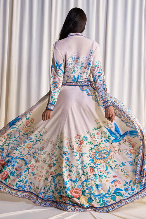 Linen Botanical Print Shirt And Maxi Skirt