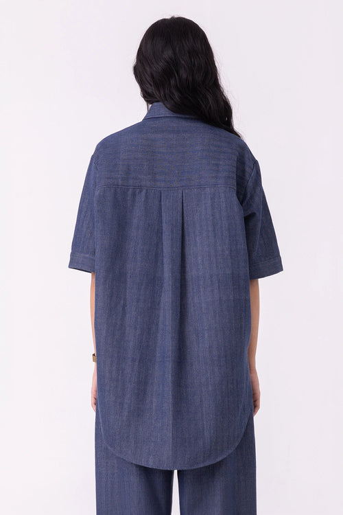 Ava Blue Handwoven Denim Shirt