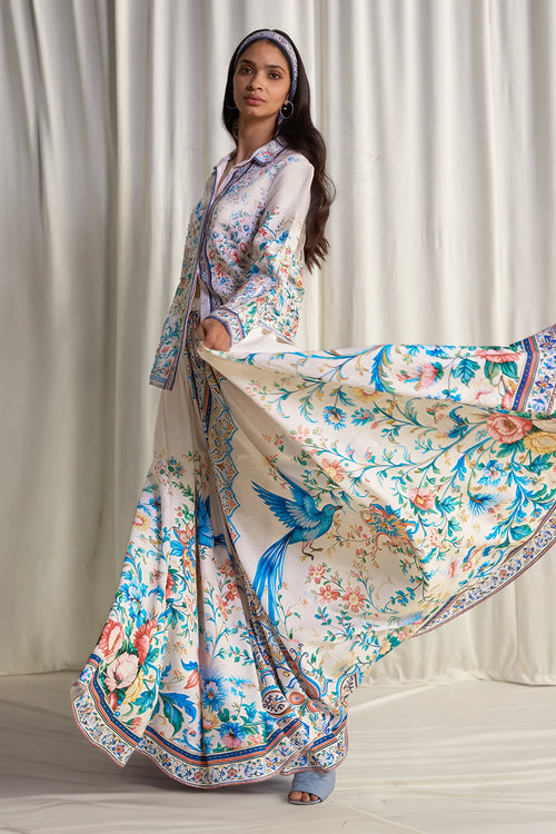 Linen Botanical Print Shirt And Maxi Skirt