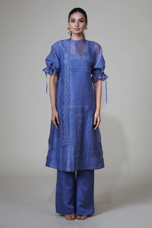 Blue Bia Tunic with Slip and Pants