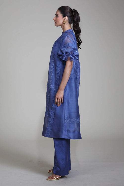 Blue Bia Tunic with Slip and Pants