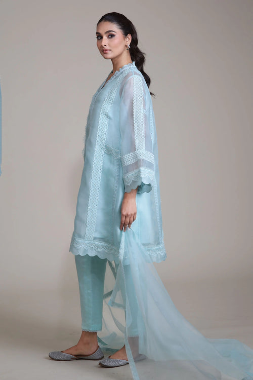 Mint Farida Lace Kurta Set