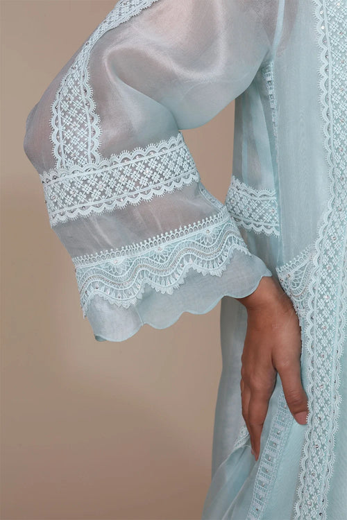 Mint Farida Lace Kurta Set