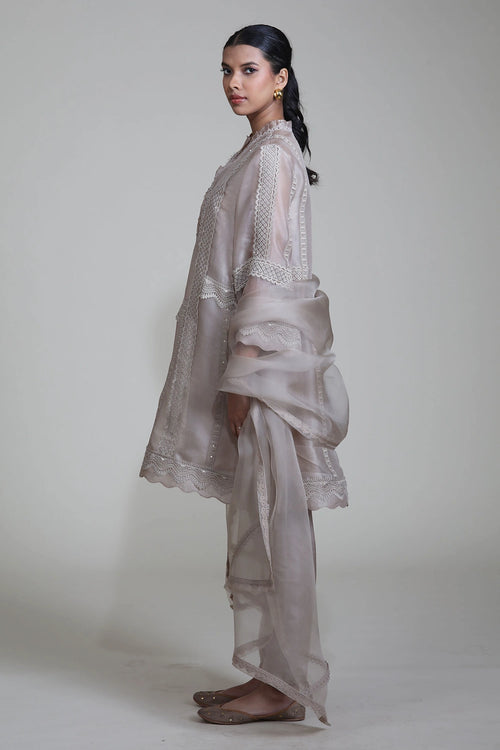 Sand Farida Lace Kurta Set