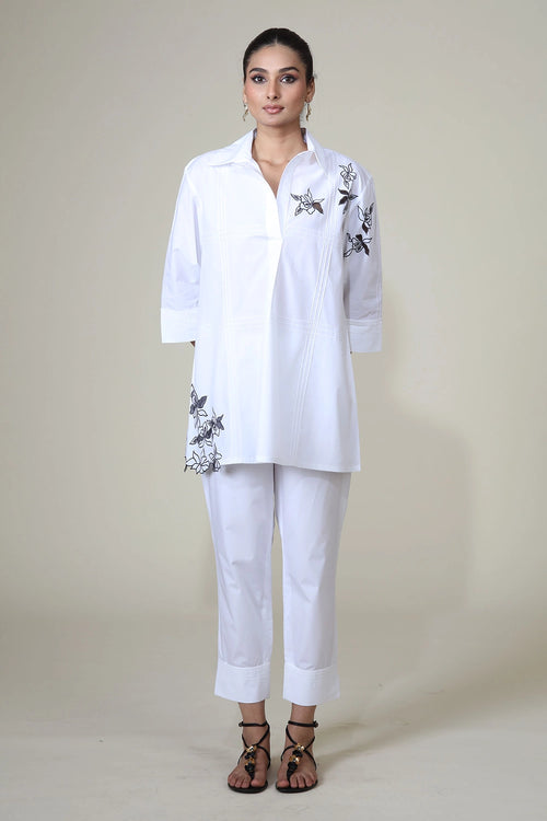 White and Black Neela Co-ord Set