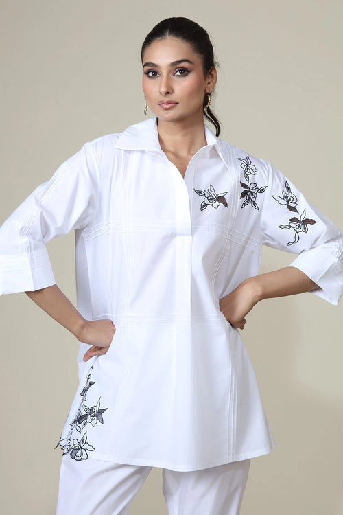 White and Black Neela Co-ord Set