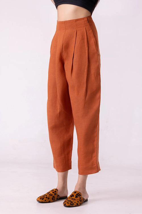 Bandra Rust Linen Pants