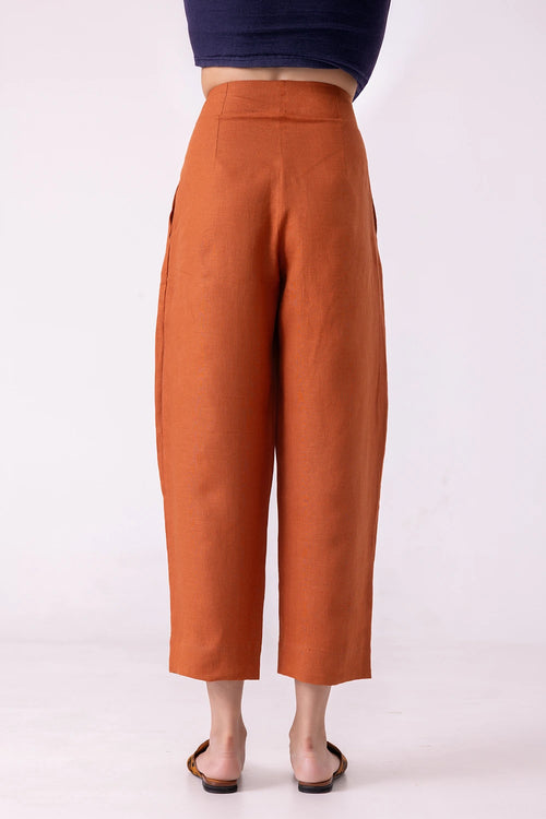 Bandra Rust Linen Pants