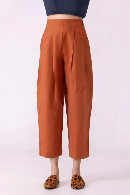 Bandra Rust Linen Pants