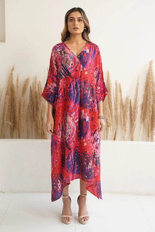 Red Abstract Antifit Kaftan