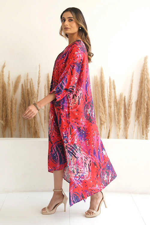 Red Abstract Antifit Kaftan