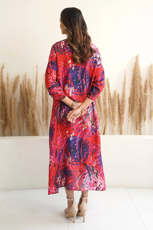 Red Abstract Antifit Kaftan