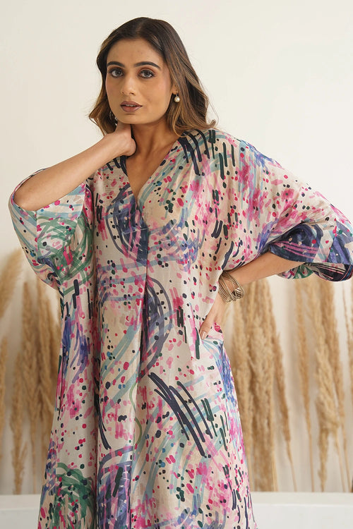 Ivory Abstract Antifit Kaftan