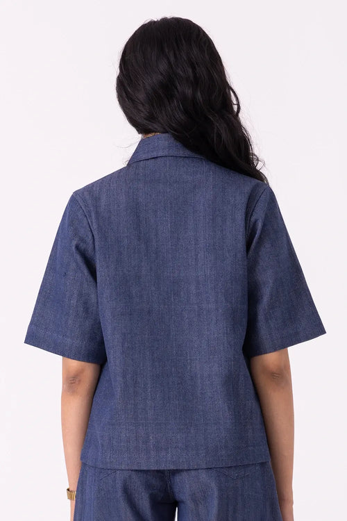 Becky Blue Handwoven Denim Top
