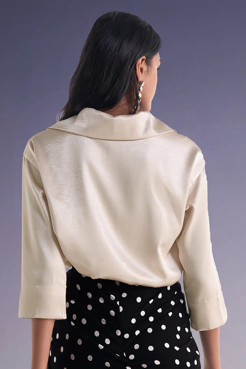 Boxy Satin Popover Top