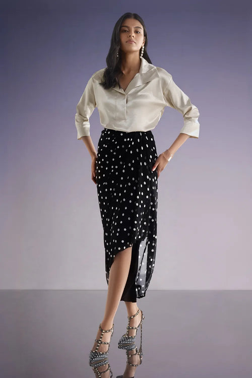 Boxy Satin Popover Top And Skirt Set